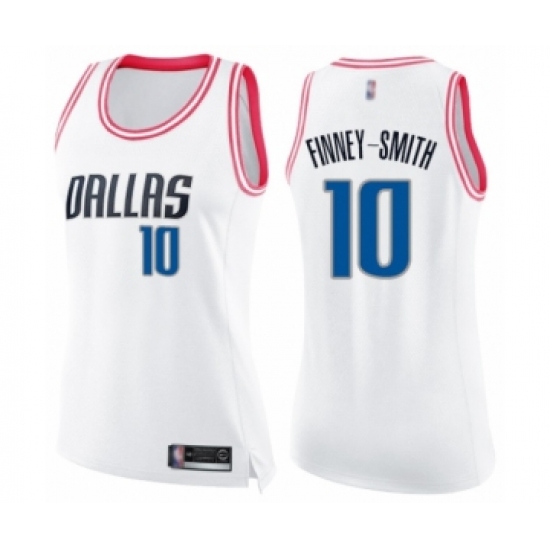 Women's Dallas Mavericks 10 Dorian Finney-Smith Swingman White Pink Fashion Basketball Jersey