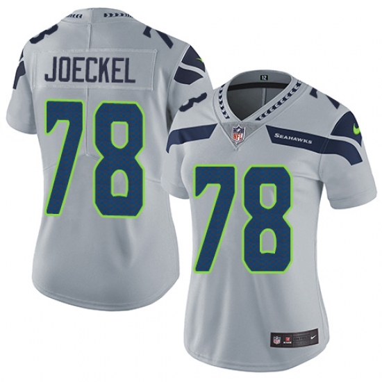 Women's Nike Seattle Seahawks 78 Luke Joeckel Grey Alternate Vapor Untouchable Limited Player NFL Jersey