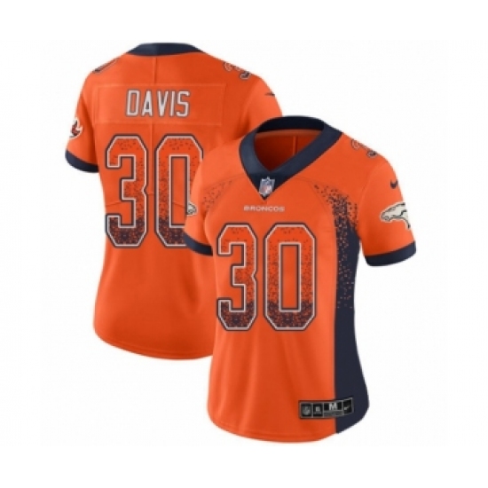 Women's Nike Denver Broncos 30 Terrell Davis Limited Orange Rush Drift Fashion NFL Jersey