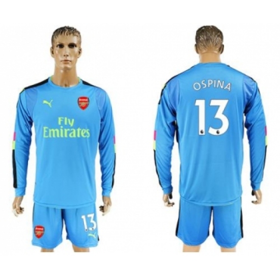 Arsenal 13 Ospina Light Blue Long Sleeves Goalkeeper Soccer Club Jersey