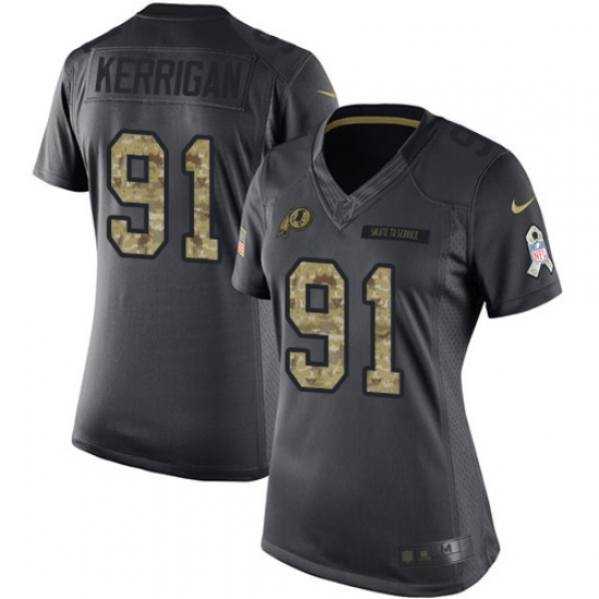 Women's Nike Washington Redskins 91 Ryan Kerrigan Limited Black 2016 Salute to Service NFL Jersey