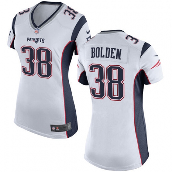 Women's Nike New England Patriots 38 Brandon Bolden Game White NFL Jersey