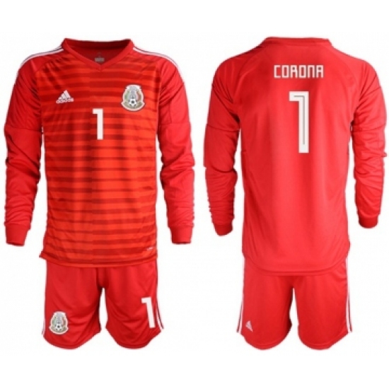 Mexico 1 Corona Red Long Sleeves Goalkeeper Soccer Country Jersey