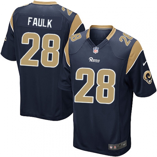 Men's Nike Los Angeles Rams 28 Marshall Faulk Game Navy Blue Team Color NFL Jersey