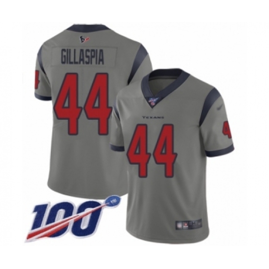 Men's Houston Texans 44 Cullen Gillaspia Limited Gray Inverted Legend 100th Season Football Jersey