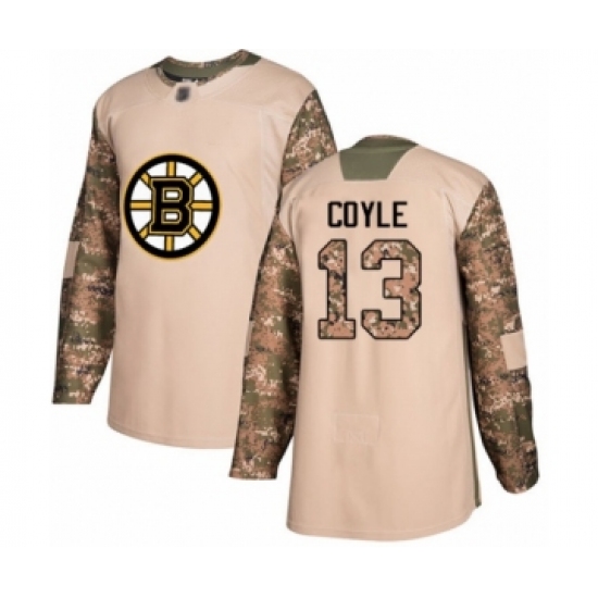 Men's Boston Bruins 13 Charlie Coyle Authentic Camo Veterans Day Practice Hockey Jersey