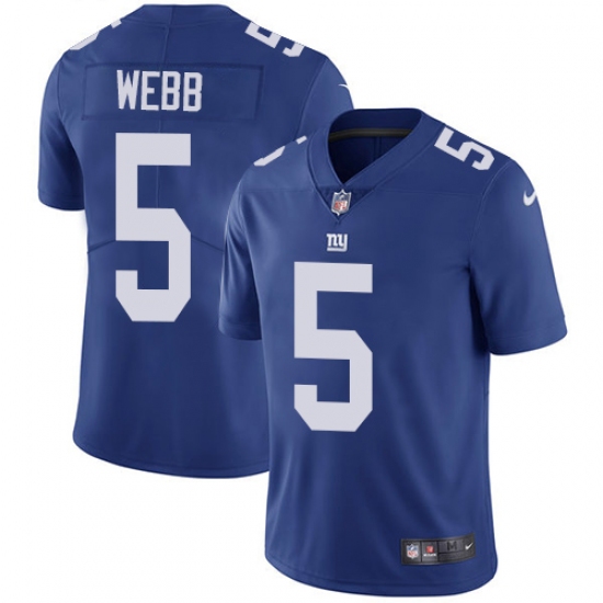 Men's Nike New York Giants 5 Davis Webb Royal Blue Team Color Vapor Untouchable Limited Player NFL Jersey