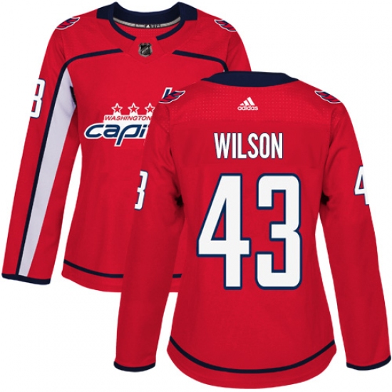 Women's Adidas Washington Capitals 43 Tom Wilson Premier Red Home NHL Jersey