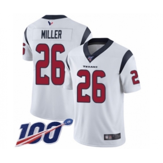 Men's Houston Texans 26 Lamar Miller White Vapor Untouchable Limited Player 100th Season Football Jersey