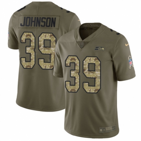 Youth Nike Seattle Seahawks 39 Dontae Johnson Limited Olive/Camo 2017 Salute to Service NFL Jersey