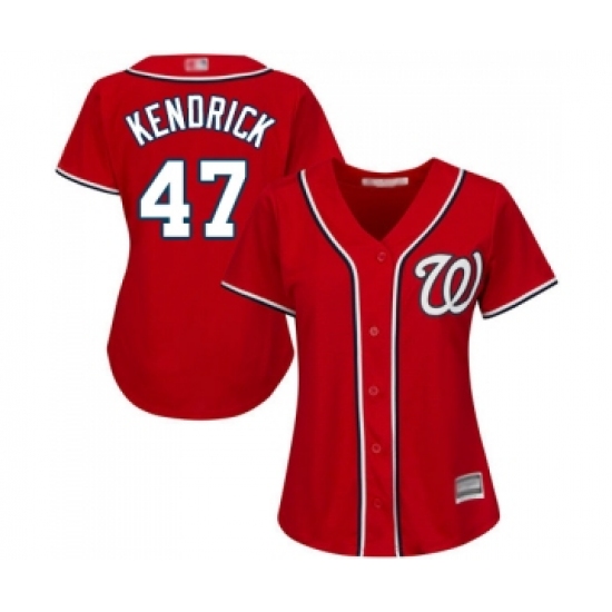 Women's Washington Nationals 47 Howie Kendrick Replica Red Alternate 1 Cool Base Baseball Jersey