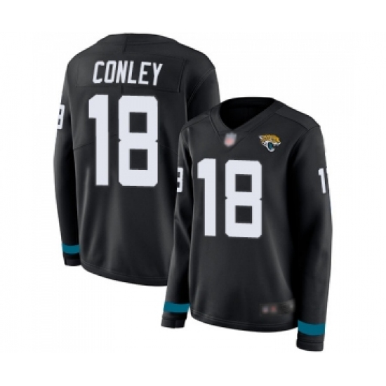 Women's Jacksonville Jaguars 18 Chris Conley Limited Black Therma Long Sleeve Football Jersey