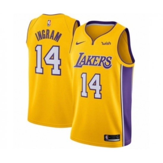 Men's Los Angeles Lakers 14 Brandon Ingram Authentic Gold Home Basketball Jersey - Icon Edition