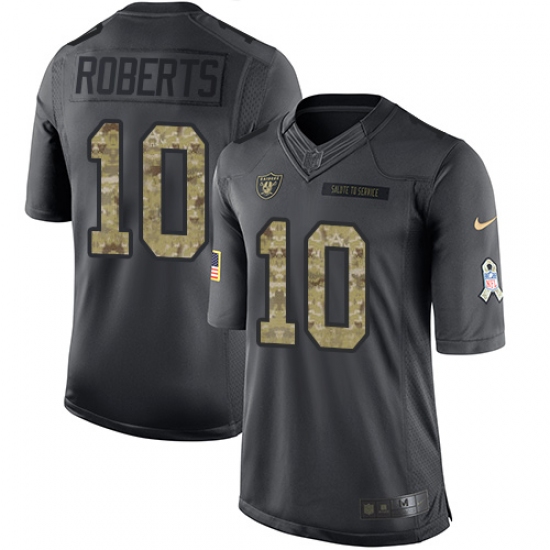 Men's Nike Oakland Raiders 10 Seth Roberts Limited Black 2016 Salute to Service NFL Jersey