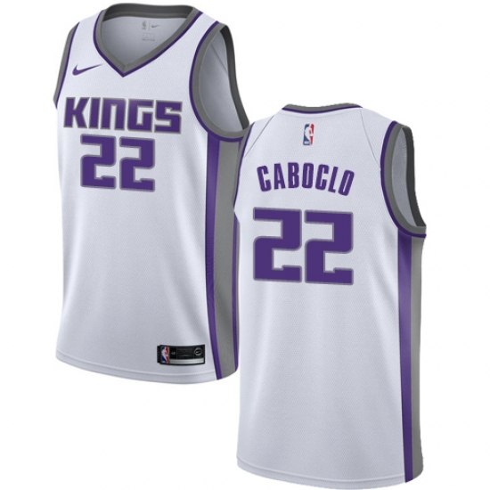 Men's Nike Sacramento Kings 22 Bruno Caboclo Authentic White NBA Jersey - Association Edition