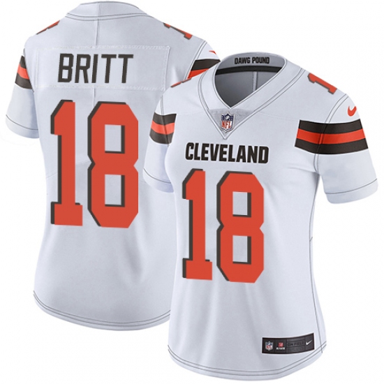 Women's Nike Cleveland Browns 18 Kenny Britt Elite White NFL Jersey