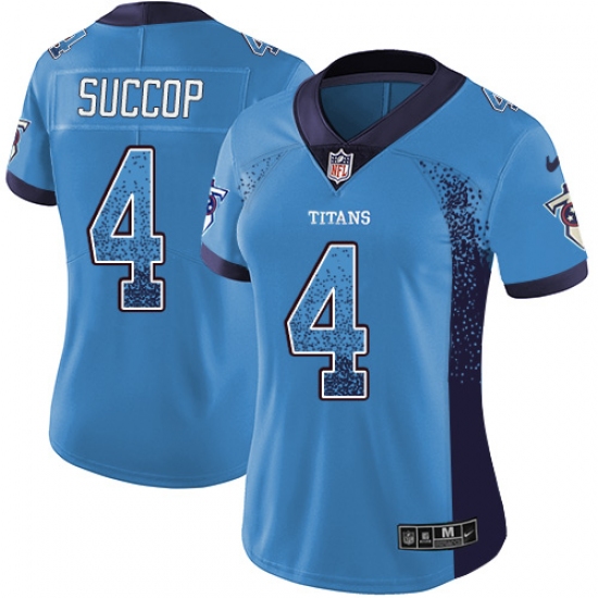 Women's Nike Tennessee Titans 4 Ryan Succop Limited Blue Rush Drift Fashion NFL Jersey