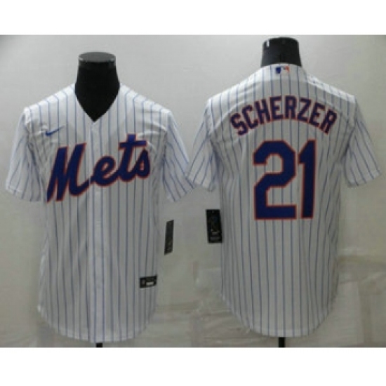 Men's New York Mets 21 Max Scherzer White Stitched MLB Cool Base Nike Jersey