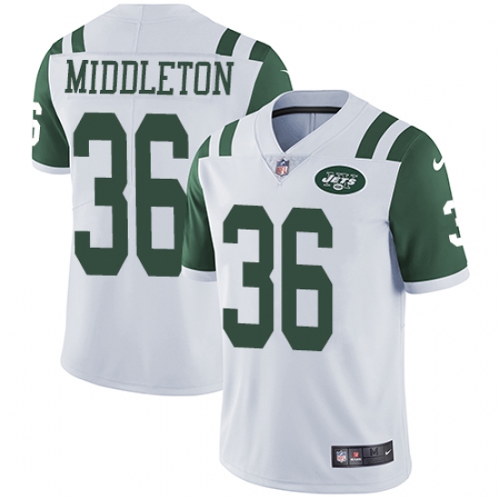 Men's Nike New York Jets 36 Doug Middleton White Vapor Untouchable Limited Player NFL Jersey