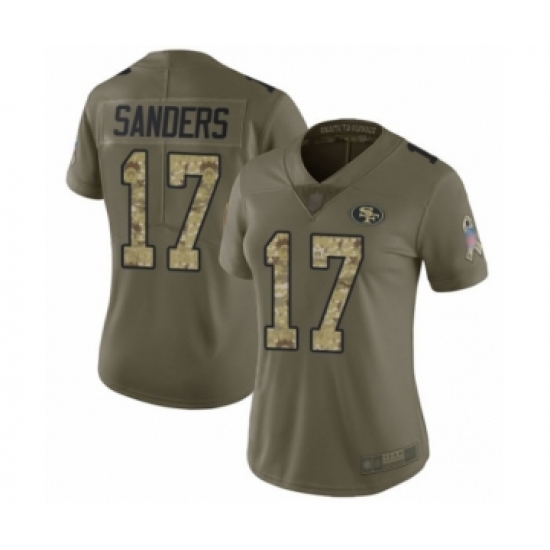 Women's San Francisco 49ers 17 Emmanuel Sanders Limited Olive Camo 2017 Salute to Service Football Jersey