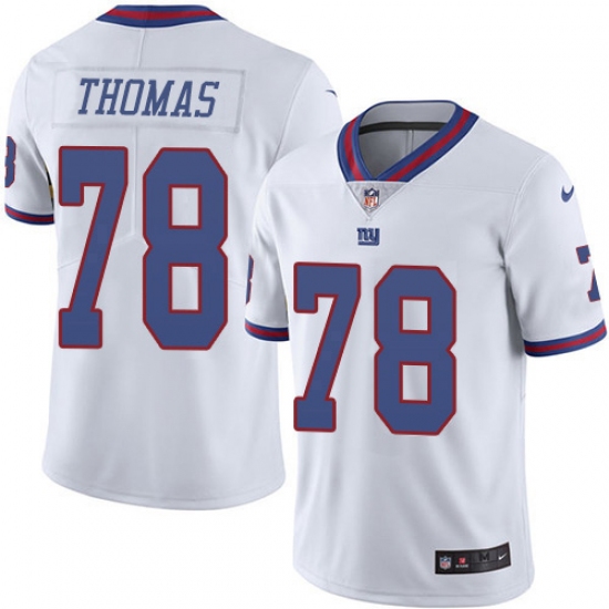 Men's New York Giants 78 Andrew Thomas White Stitched NFL Limited Rush Jersey