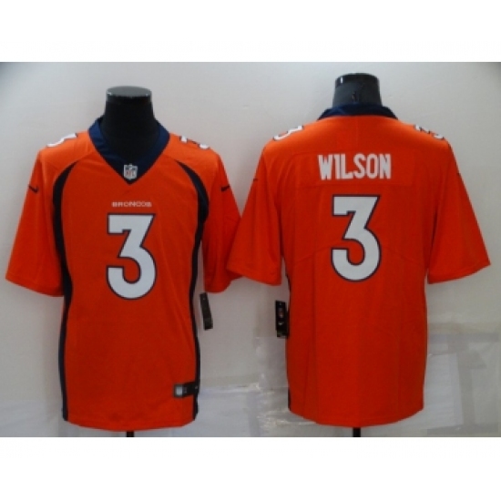 Men's Denver Broncos 3 Russell Wilson Orange Vapor Untouchable Limited Stitched Jersey