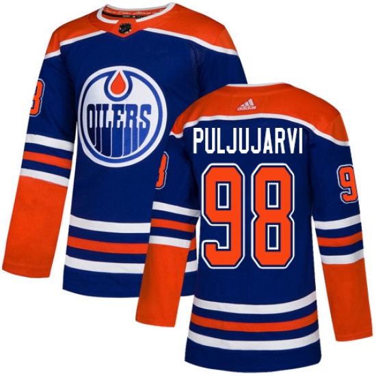 Youth Adidas Edmonton Oilers 98 Jesse Puljujarvi Authentic Royal Blue Alternate NHL Jersey