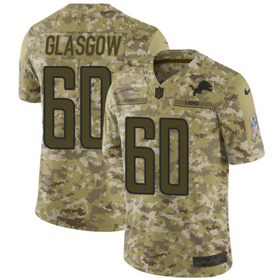 Youth Nike Detroit Lions 60 Graham Glasgow Limited Camo 2018 Salute to Service NFL Jersey