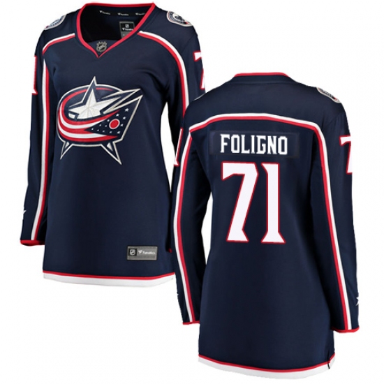 Women's Columbus Blue Jackets 71 Nick Foligno Fanatics Branded Navy Blue Home Breakaway NHL Jersey