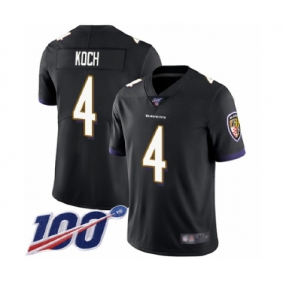 Men's Baltimore Ravens 4 Sam Koch Black Alternate Vapor Untouchable Limited Player 100th Season Football Jersey