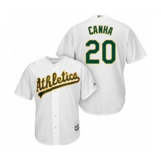 Youth Oakland Athletics 20 Mark Canha Authentic White Home Cool Base Baseball Player Jersey