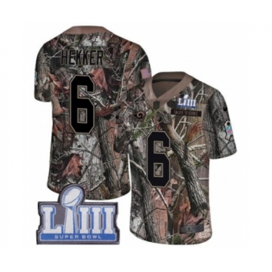 Youth Nike Los Angeles Rams 6 Johnny Hekker Camo Rush Realtree Limited Super Bowl LIII Bound NFL Jersey
