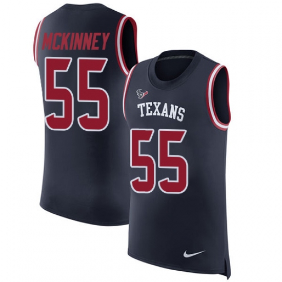 Men's Nike Houston Texans 55 Benardrick McKinney Limited Navy Blue Rush Player Name & Number Tank Top NFL Jersey