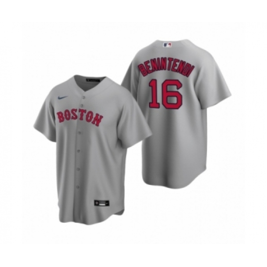 Women's Boston Red Sox 16 Andrew Benintendi Nike Gray Replica Road Jersey