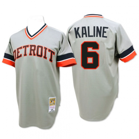 Men's Mitchell and Ness 1984 Detroit Tigers 6 Al Kaline Authentic Grey Throwback MLB Jersey