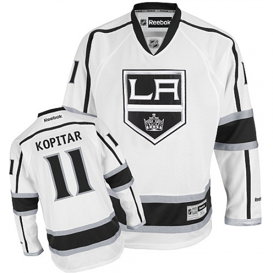 Youth Reebok Los Angeles Kings 11 Anze Kopitar Authentic White Away NHL Jersey