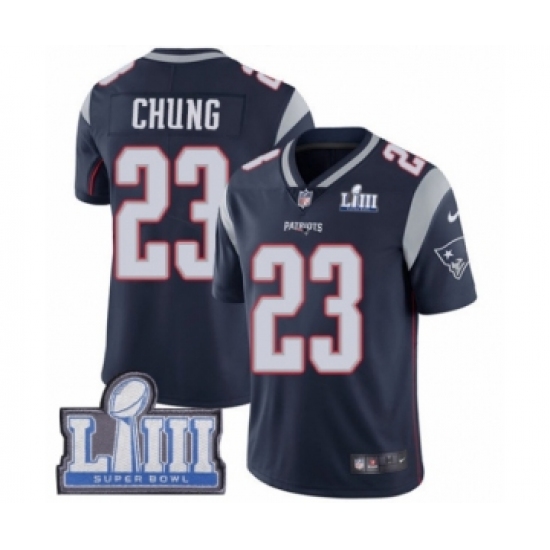 Youth Nike New England Patriots 23 Patrick Chung Navy Blue Team Color Vapor Untouchable Limited Player Super Bowl LIII Bound NFL Jersey