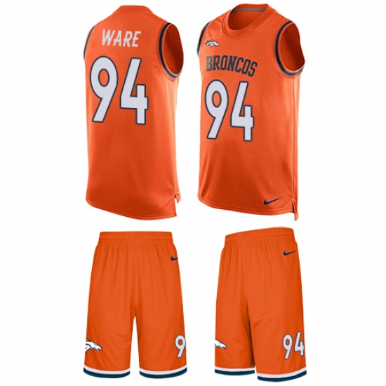 Men's Nike Denver Broncos 94 DeMarcus Ware Limited Orange Tank Top Suit NFL Jersey