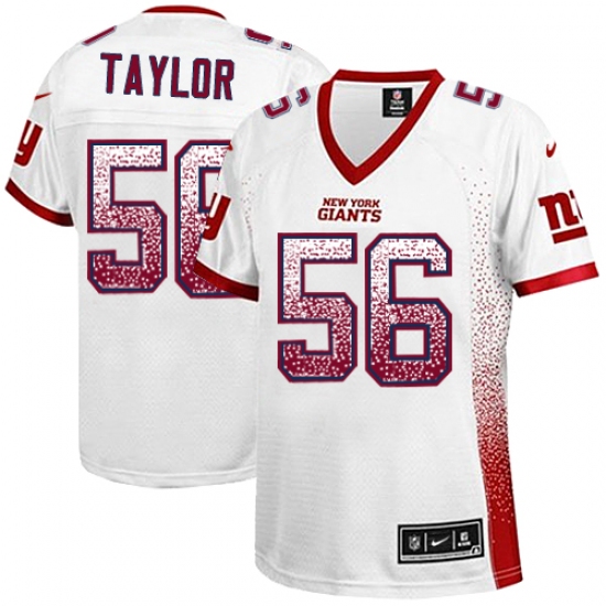 Women's Nike New York Giants 56 Lawrence Taylor Elite White Drift Fashion NFL Jersey