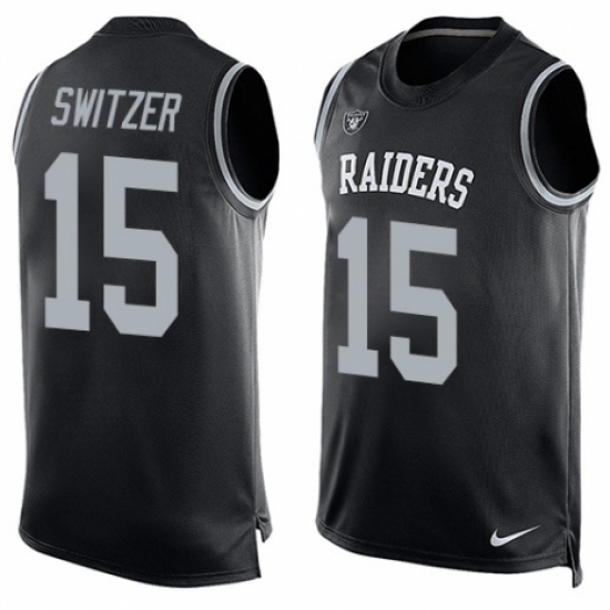 Men's Nike Oakland Raiders 15 Ryan Switzer Limited Black Player Name & Number Tank Top NFL Jersey