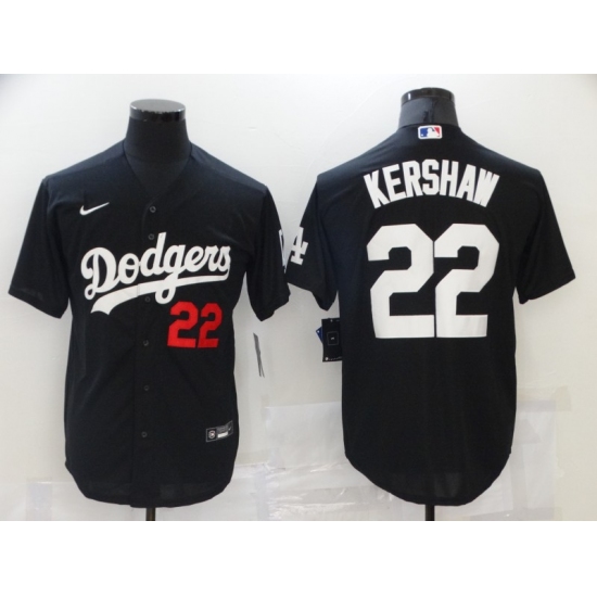 Men's Nike Los Angeles Dodgers 22 Clayton Kershaw Black Authentic Jersey