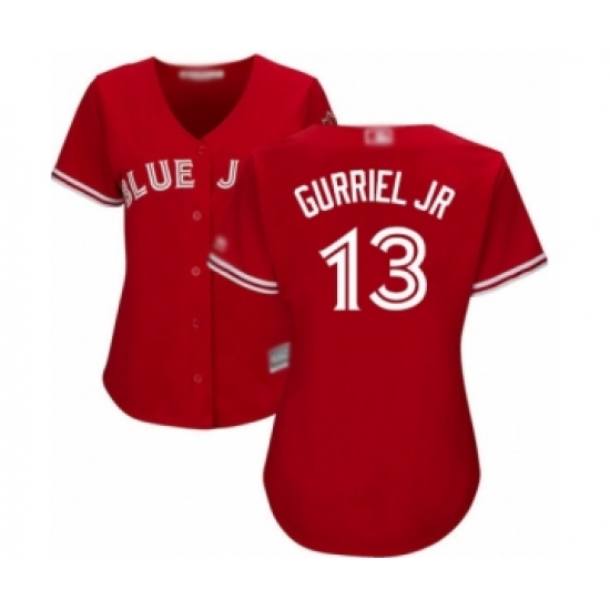 Women's Toronto Blue Jays 13 Lourdes Gurriel Jr. Authentic Scarlet Alternate Baseball Player Jersey