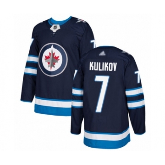 Youth Winnipeg Jets 7 Dmitry Kulikov Authentic Navy Blue Home Hockey Jersey