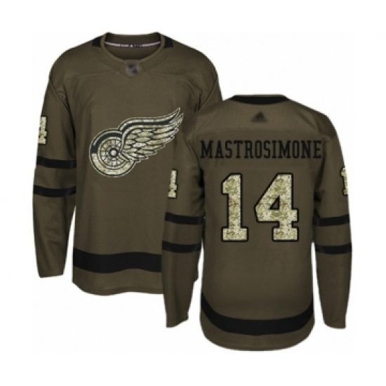 Youth Detroit Red Wings 14 Robert Mastrosimone Authentic Green Salute to Service Hockey Jersey