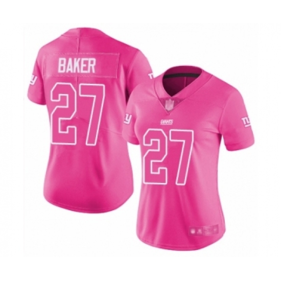 Women's New York Giants 27 Deandre Baker Limited Pink Rush Fashion Football Jersey