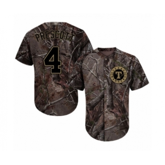 Youth Texas Rangers 4 Dak Prescott Authentic Camo Realtree Collection Flex Base Baseball Jersey