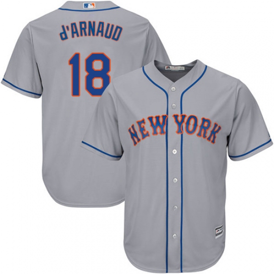 Men's Majestic New York Mets 18 Travis d'Arnaud Replica Grey Road Cool Base MLB Jersey