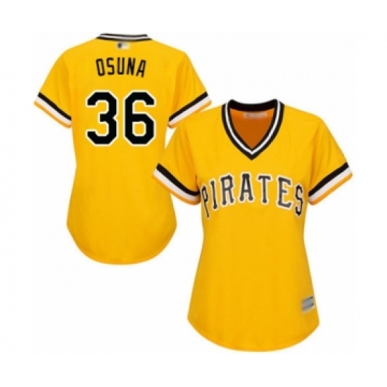 Women's Pittsburgh Pirates 36 Jose Osuna Authentic Gold Alternate Cool Base Baseball Player Jersey