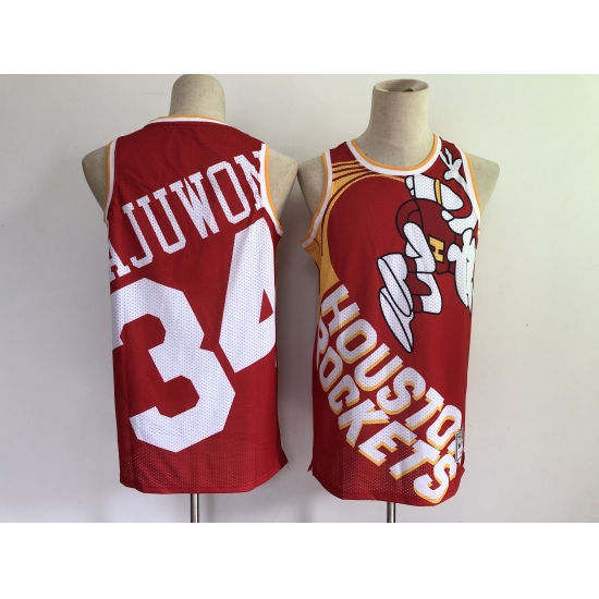 Men's Houston Rockets 34 Hakeem Olajuwon Red Big Face-2.0 Jersey