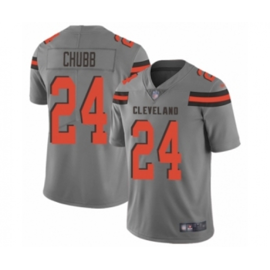 Men's Cleveland Browns 24 Nick Chubb Limited Gray Inverted Legend Football Jersey